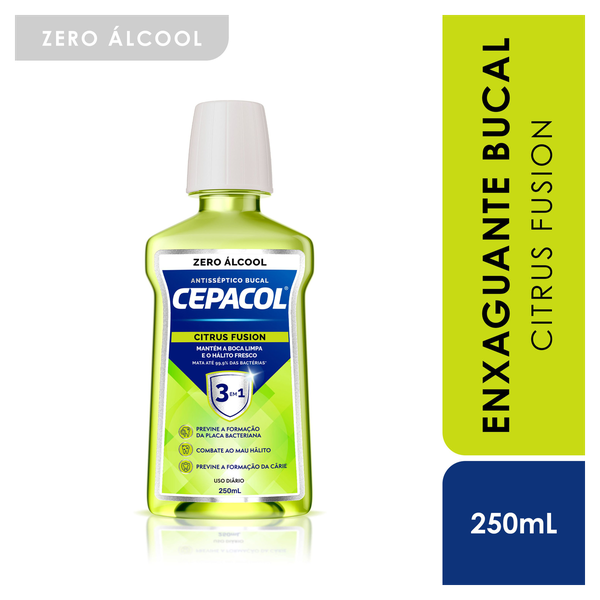 ENXAGUANTE BUCAL ZERO ÁLCOOL CITRUS FUSION CEPACOL FRASCO 250ML