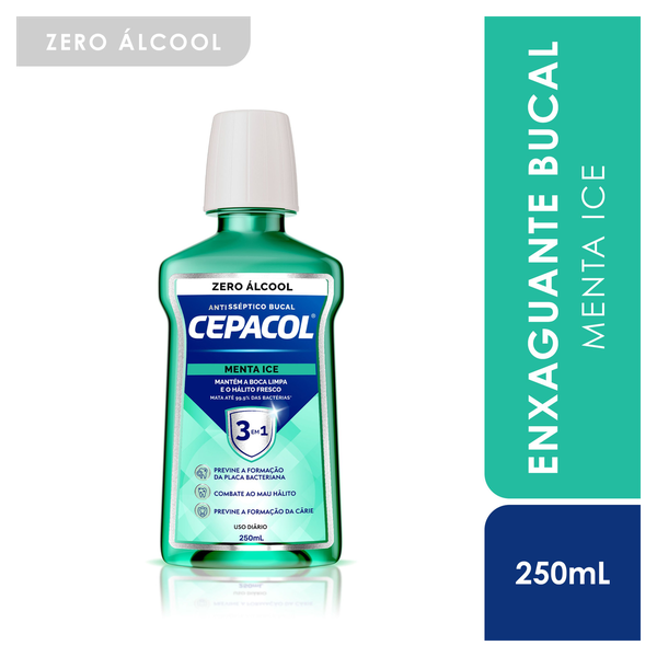 ENXAGUANTE BUCAL ZERO ÁLCOOL MENTA ICE CEPACOL FRASCO 250ML
