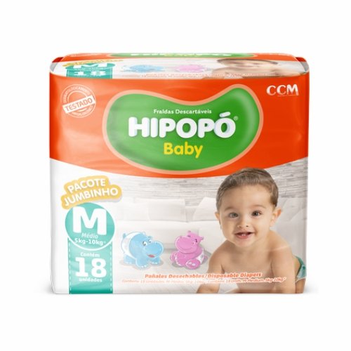 FRALDA DESCARTÁVEL HIPOPÓ BABY JUMBINHO M 18UN