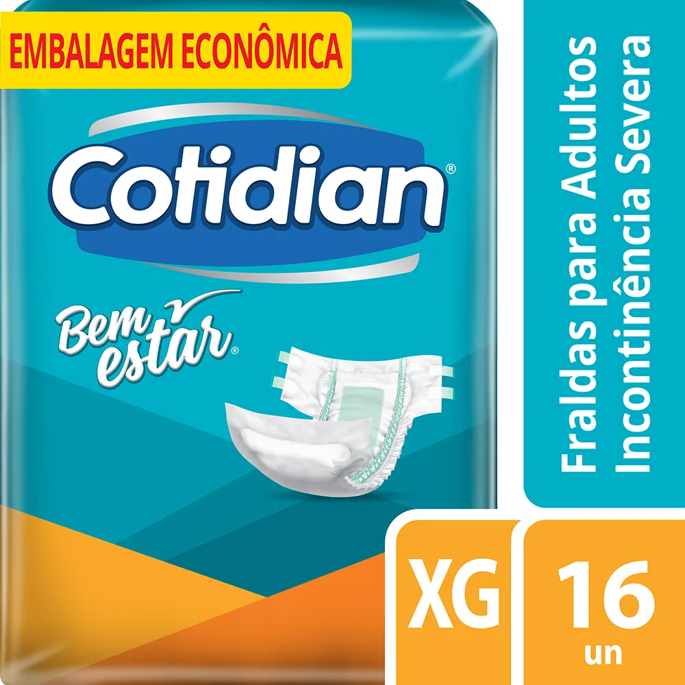 FRALDA DESCARTÁVEL PARA ADULTOS COTIDIAN XG 16 UNIDADES