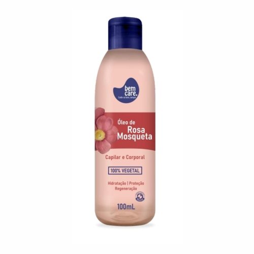 ÓLEO DE ROSA MOSQUETA BEM CARE CORPORAL E CAPILAR 100% VEGETAL 100ML