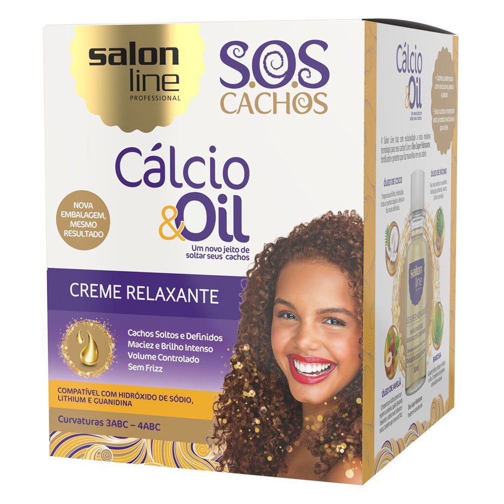 KIT CREME RELAXANTE SALON LINE SOS CACHOS CÁLCIO & OIL 215G