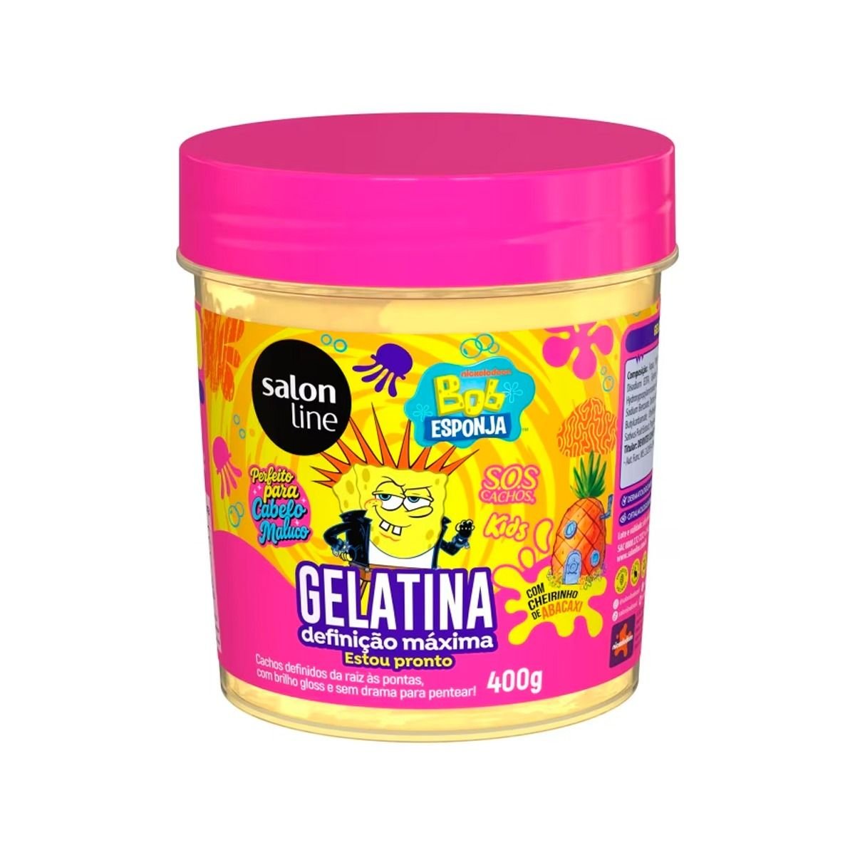 GELATINA SALON LINE SOS CACHOS KIDS BOB ESPONJA DEFINIÇÃO MÁXIMA 400G